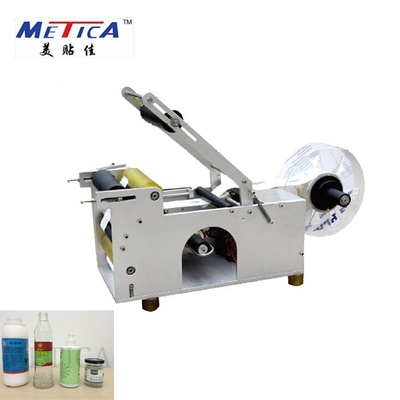 Semi Automatic Low Cost Bottle Labeling Machine Paper Plastic Metal Label Type 500-1000 BPH Capacity